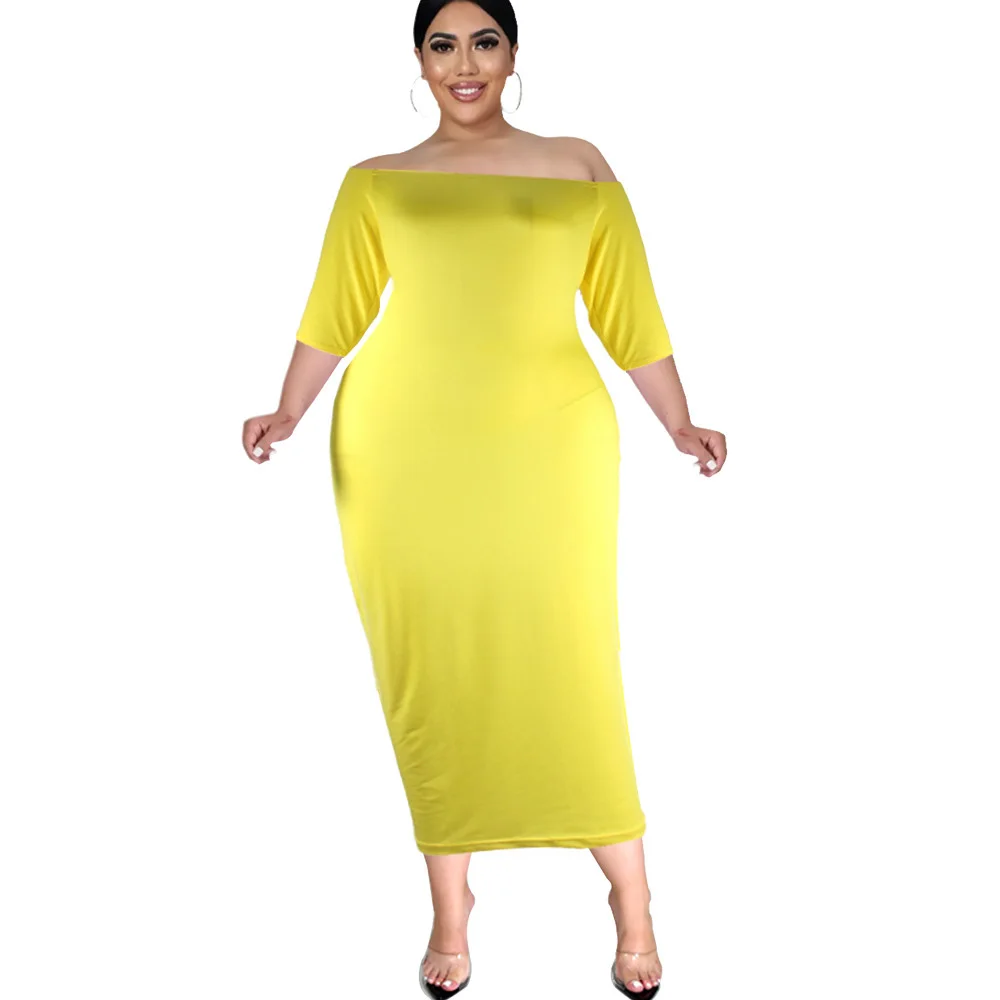 PROD 1005003184450835 Ladies New Plus Size Solid Color Long-Sleeve
Dress Tight-Fitting Elegant Feminine Long Dress Party Office Commuter
Dress 4XL