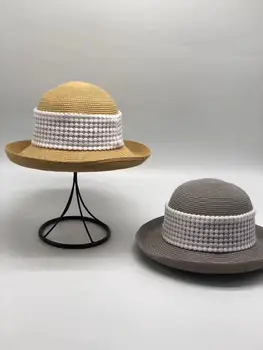 

202004-xushen summer fine grass white ribbon lady sun cap women leisure holiday hat