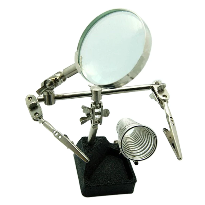 3 In 1 Hand Soldering Solder Iron Stand Holder Station Magnifier