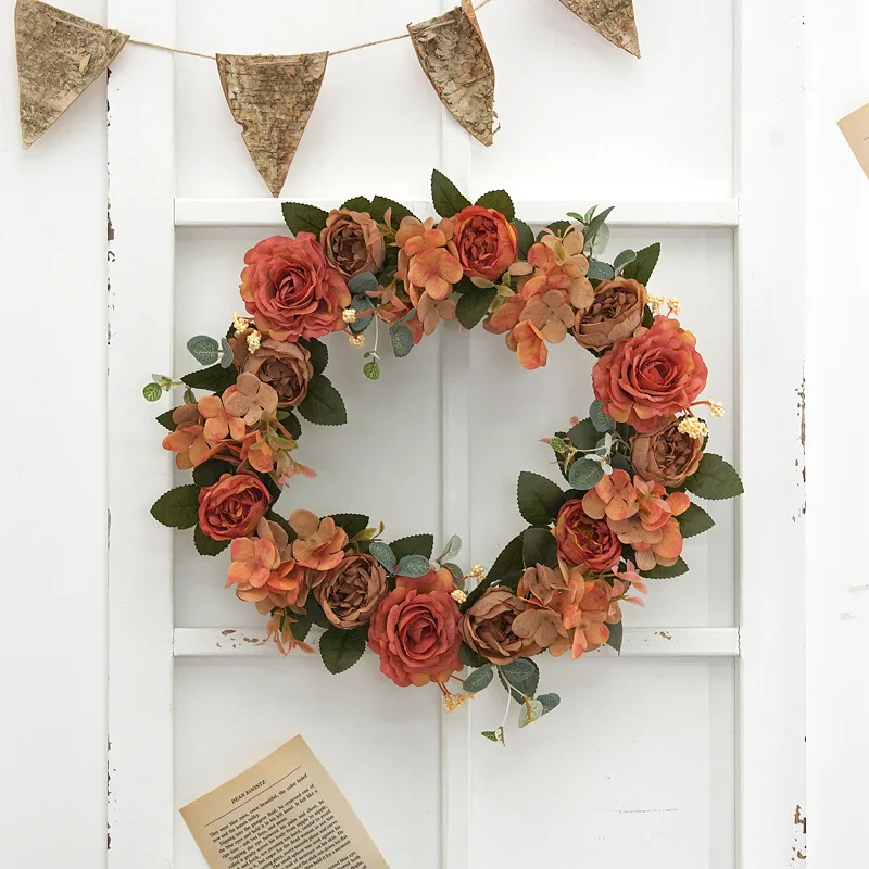 JAROWN Artificial Rose Wreath Garland Wedding Decoration Rattan Garland Christmas Home Decor Weave Wreath New Year Navidad Decorative (14)