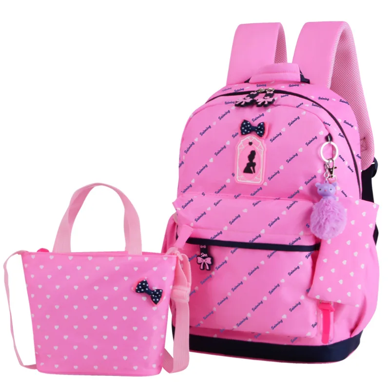 

Orthopedic Primary Backpacks For Girls School Bags 3 Pcs/Set Schoolbag Dot Printing teenagers bookbag Rucksack bag set