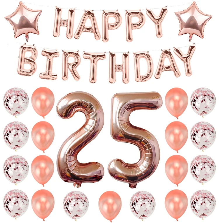 38 шт. 32 дюйма розовое золото номер 25 фольга гелиевые шары 25 день рождения украшения 25 лет 25 день рождения поставки Globos