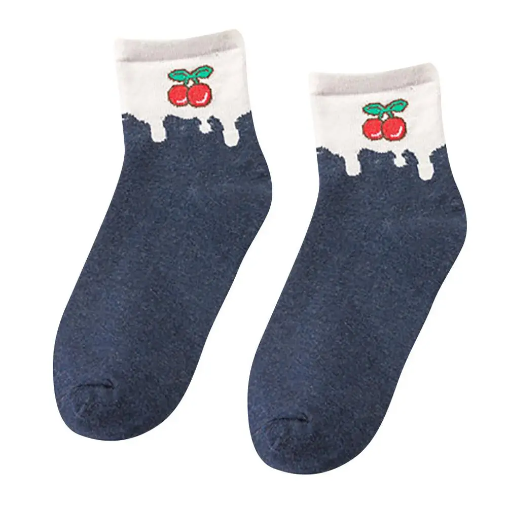 Navy Chaussettes d'hiver Модные женские хлопковые Цвет блок носки для девочек Теплые Цвет Фул алмаз Повседневное платье, носки Y918 - Цвет: Navy