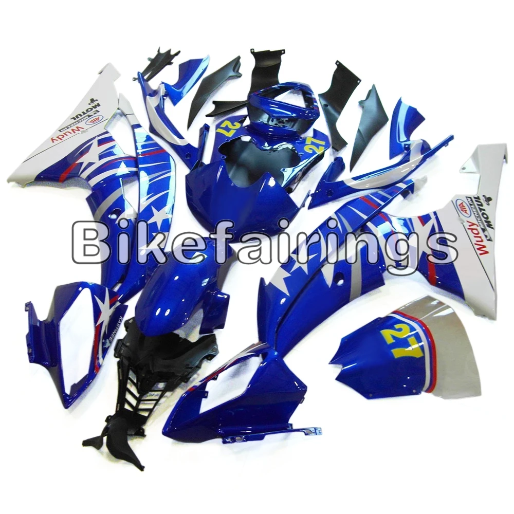 Полный комплект обтекателя Для Yamaha YZF 600 R6 2008- 09, 10, 11, 12, 13, 14, 15, 16 лет впрыска мотоциклетный кузов блеск для губ сине-белые крышка