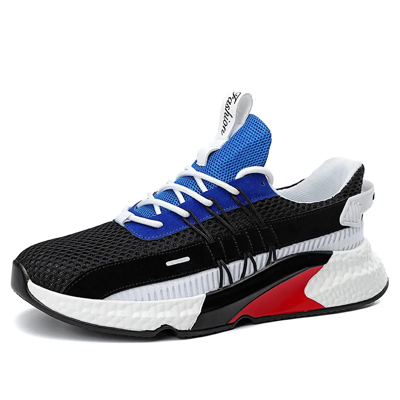 New Arrival Men Shoes Mixed Color Air Mesh Breathable Running Shoes Yellow Blue Design Athletics Sports Shoes Men Sneakers