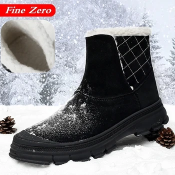 

High Top Warm Men's Winter Suede Leather Men Waterproof Rubber Snow Boots Military Combat Boots Men Sneakers Tactical Boots