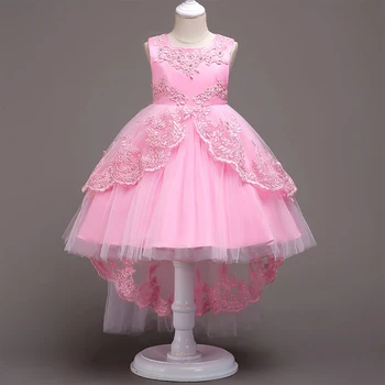 

2020 Summer Pageant Tailing Dress Kids Dresses For Girls Children Girl Princess Flower Party And Wedding Dress Elegant 6 Color