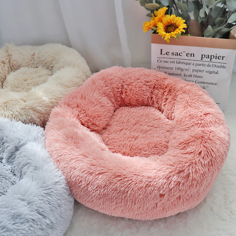 Soft Bed Long Plush Winter Cat Mat Beds Round Cushion