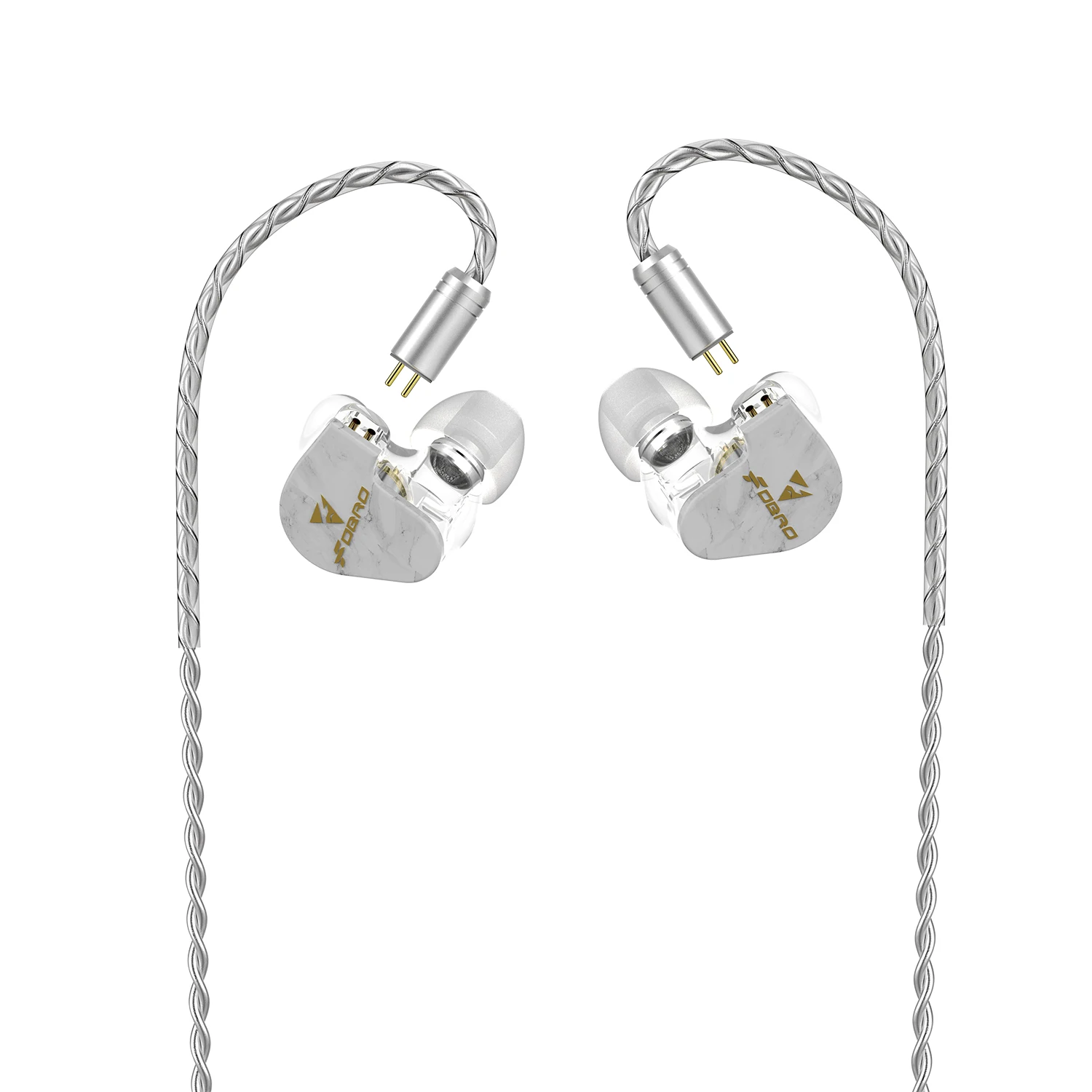 FDBRO CNC Resin Earphones In-Ear Cable Plug  0.78mm 2Pin HIFI Subwoofer Universal Magic Sound Earplugs Wire Control Silver Cable