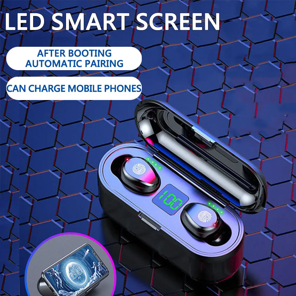 

Bluetooth V5.0 Earphone Wireless Earphones Stereo Sport Wireless Headphones Earbuds headset 2000 mAh Power For iPhone 11 Xiaomi