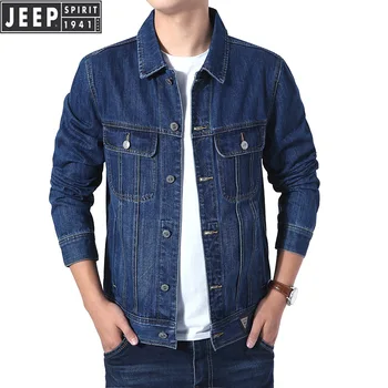 

JEEP SPIRIT Denim Jacket Men Spring Autumn Men Jacket Casual Fashion Outdoor Jeans Jacket Men Jaqueta Masculino Plus Size M-4XL