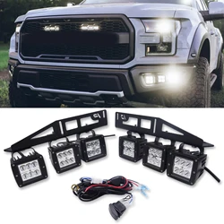 Feux antibrouillard pour voitures, supports de montage avec pare chocs avant caché, pour Ford Raptor 2017 – 2020 6x18W 