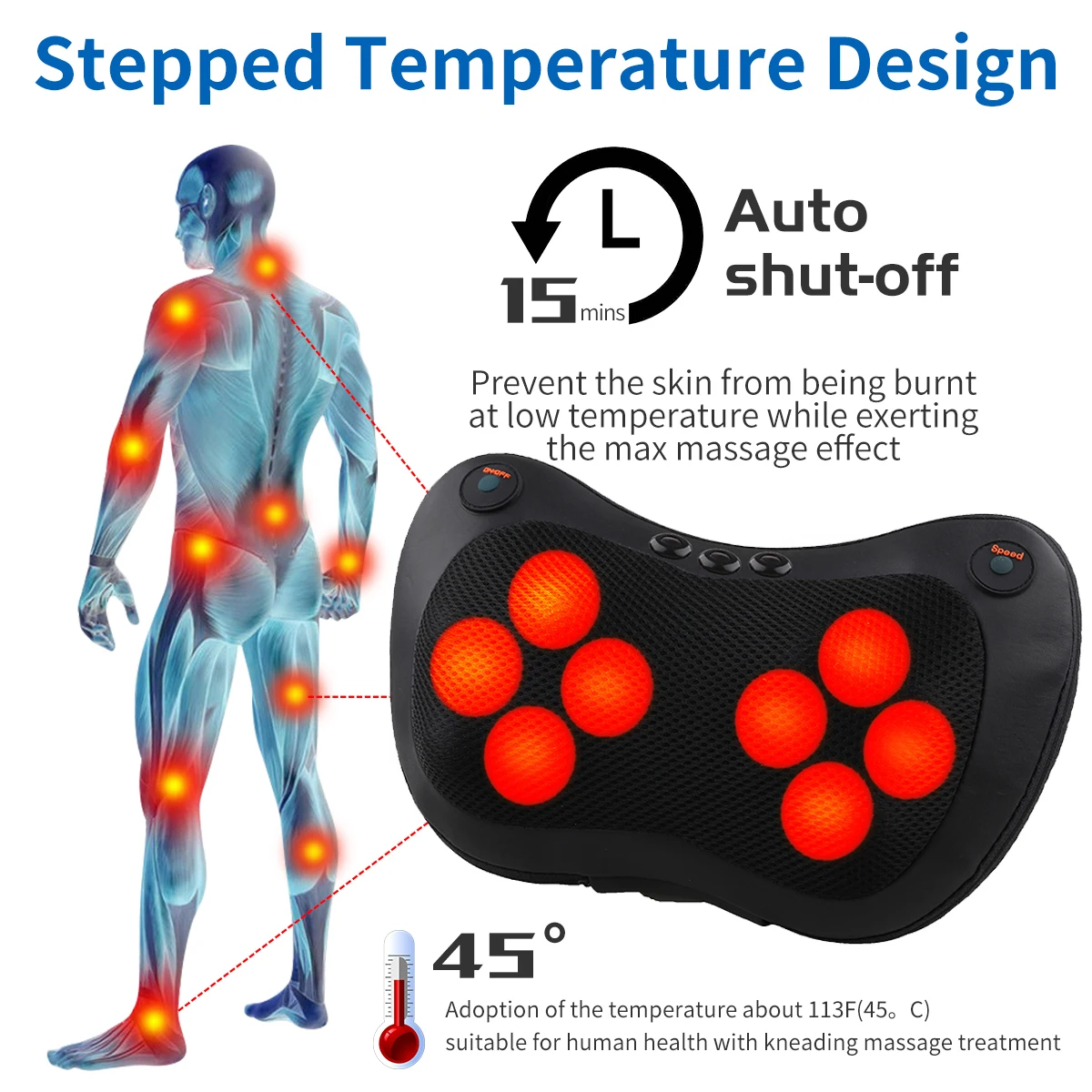 Head Massage Pillow Relax Vibrator Electric Shoulder Back Heating Kneading Infrared therapy shiatsu Neck Massager 2