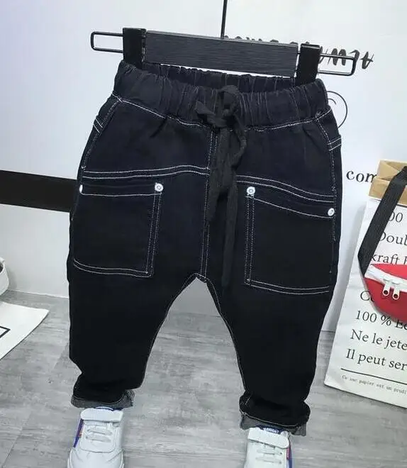 jeans Стильная одежда для маленьких мальчиков, вязаный свитер для мальчиков+ рубашка+ джинсы, комплект одежды из 3 предметов, одежда для мальчиков, комплект для мальчиков 2-6 лет - Цвет: jeans