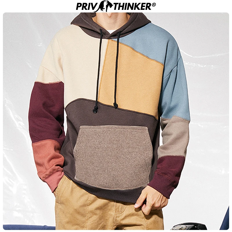 

Privathinker US SIZE Men Woman Patchwork Casual Sweatshirts 2019 Autumn Winter Korean Clothes Thicken Warm Streetwear Hoodies