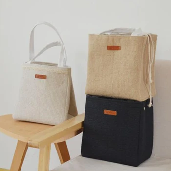 

New High Quality Lunch Bag Cotton Linen Aluminum Foil Insulation Lunch Box Food Picnic Refrigerated Tote Bag 3 Style