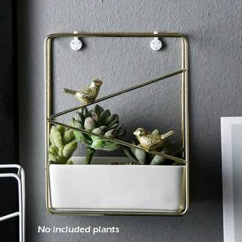 

Nordic Birdcage Shape Wall-Mounted Ceramics Iron Art Vase Flower Pot Wedding Living Room Home Decoration Accessories