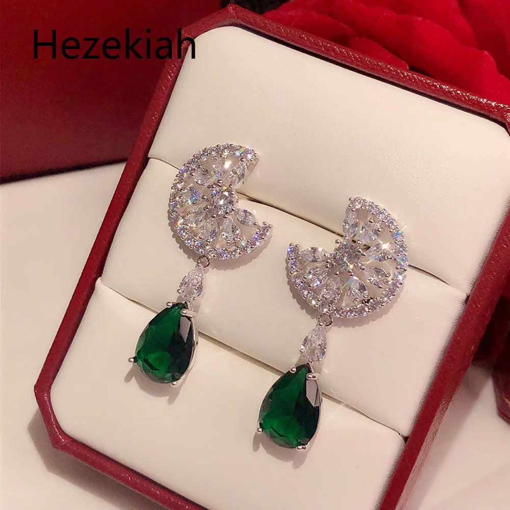 Hezekiah S925 серебряные серьги,, Индивидуальные Зеленые женские серьги для танцев, вечерние серьги высшего качества для женщин