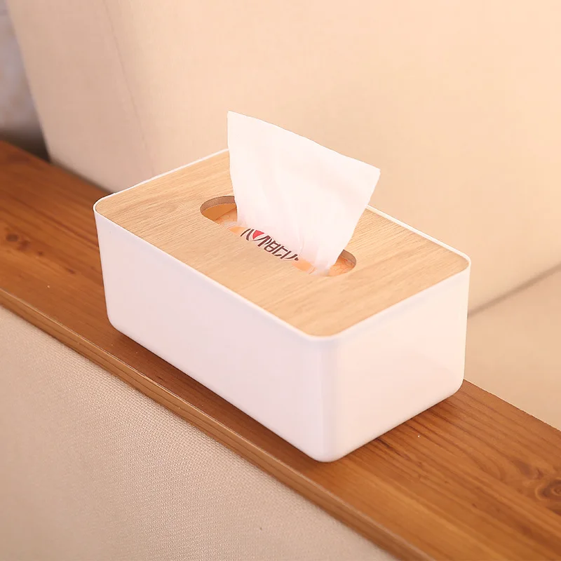 

New Solid Wood Napkin Square Shape Holder Wooden Plastic Tissue Box Home Case Kitchen Paper Holdler Accessories Storage Box