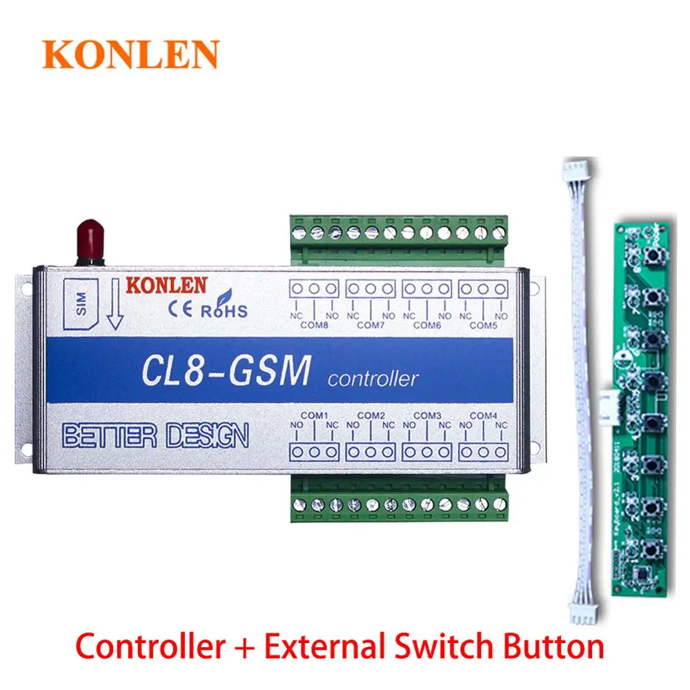KONLEN GSM 8 способ реле Управление; умный дом Мощность переключатель SMS вызова удаленного Управление светильник ворот электронный замок сервер насос - Цвет: Add Switch Buttons