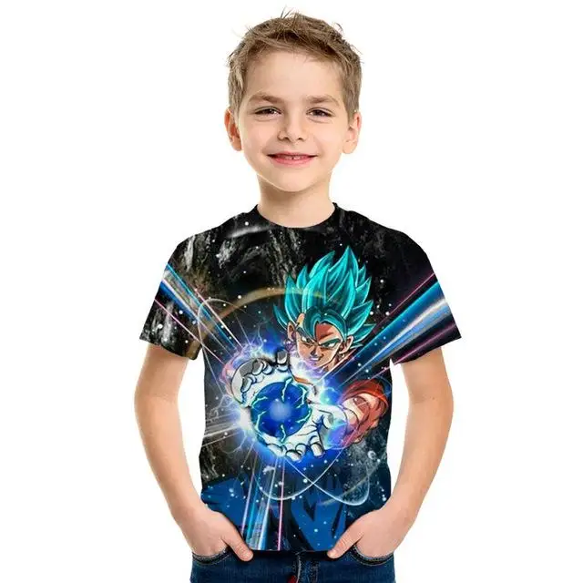 Крутая Детская футболка с принтом в виде Dragon Ball Z Goku Saiyan, модные топы с короткими рукавами для мальчиков и девочек - Цвет: PT-261