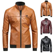Новинка, повседневная мужская зимняя кожаная куртка, Байкерская мотоциклетная куртка на молнии, пальто с длинными рукавами, топ, блузки, Повседневная брендовая мужская одежда