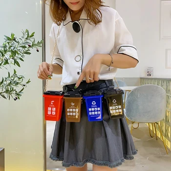 

FGGS-Cute Garbage Sorting Bag,Plastic Environmental Protection Trash Classification Cans Purse Women Mini Rubbish Bins Messenger