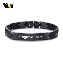 Vnox, 9 мм, персонализация, ID браслеты для мужчин, женщин, черный, нержавеющая сталь, бирка, Классические мужские ювелирные изделия, на заказ, гравировка, подарок