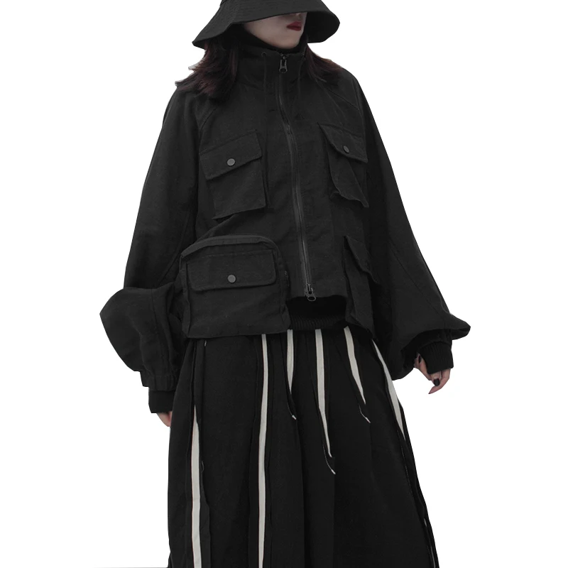 SuperAen Europe New Autumn Women's Jacket Long-sleeved Cotton Casual Ladies Jackets Pocket Stand Collar Women Clothing
