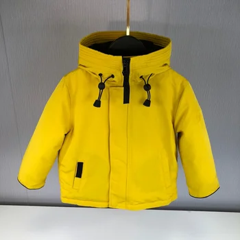 

European and American children's wear 2020 winter new style Long sleeved hooded solid color boys and girls Fashion down jacket