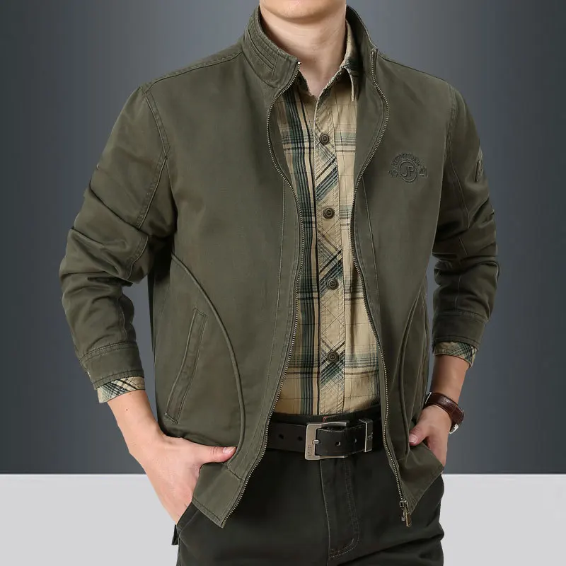 Giacca autunno-primavera da uomo Casual colletto alla coreana giacca militare di grandi dimensioni M-4XL Jaqueta Masculina abbigliamento da uomo cappotto da lavoro uomo_voghion.com