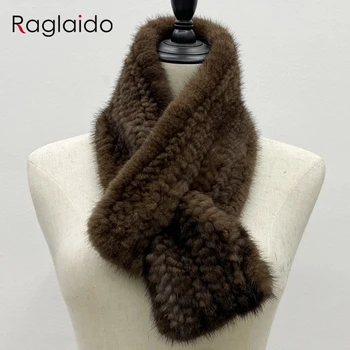 2025New Sciarpa di pelliccia di visone per donna Scialli femminili morbidi e caldi invernali Elegante scaldacollo solido 80 cm x 12 cm 1