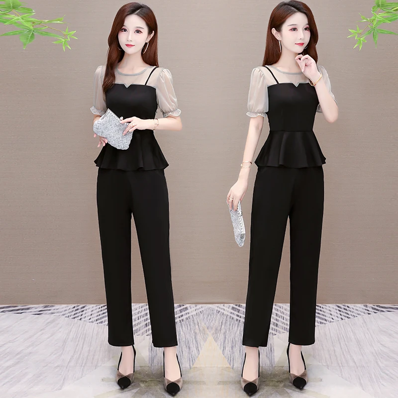 summer 2020 New sets for women Fashion Casual Two-piece Set Female Short sleeve trousers suit spring Office Lady Outfits Uniform |