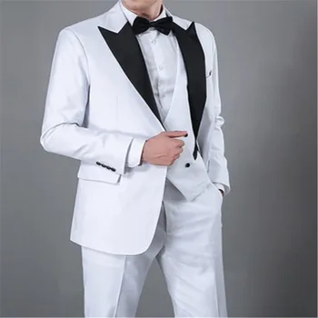 

New Classic Men’s Suit Smolking Noivo Terno Slim Fit Easculino Evening Suits For Men white tuxedos home business wedding tuxedos
