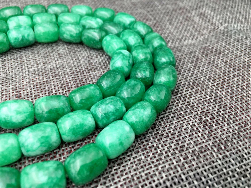Natural 8x12mm Green Emerald Gemstone Drum Loose Beads 15'' Strand | Украшения и аксессуары