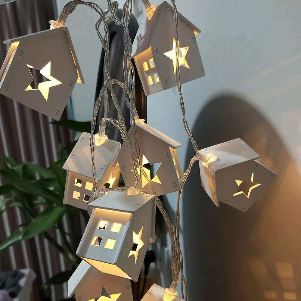 

Christmas Tree House Lamp String Pendants Decor 1.6M 1OLEDS Little House Lamp String LED String Lights Christmas Fairy Lights