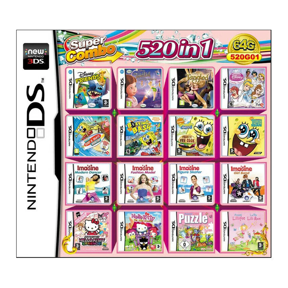 

520 in 1 Video Games Card Cartridge Console For Nintendo NDS NDSL 2DS 3DS NDSI