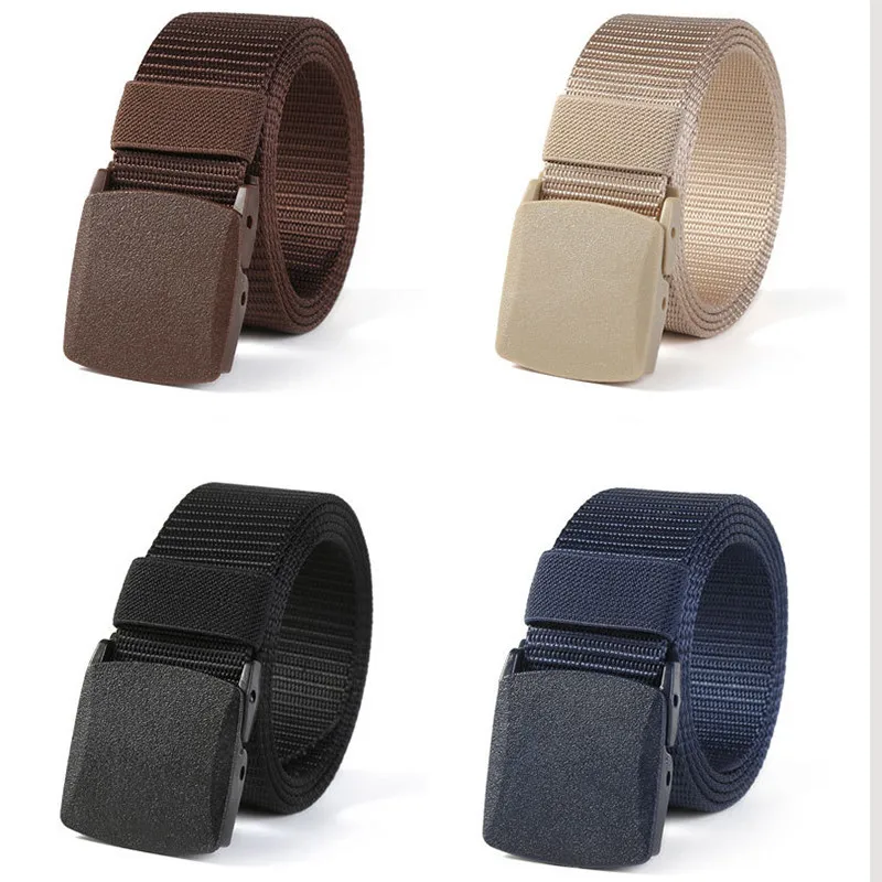 

2020 Tactical Belt New Canvas Military Training Men's Women's Automatic Smooth Buckle Waist Belts Outdoor Nylon Leisure Belt