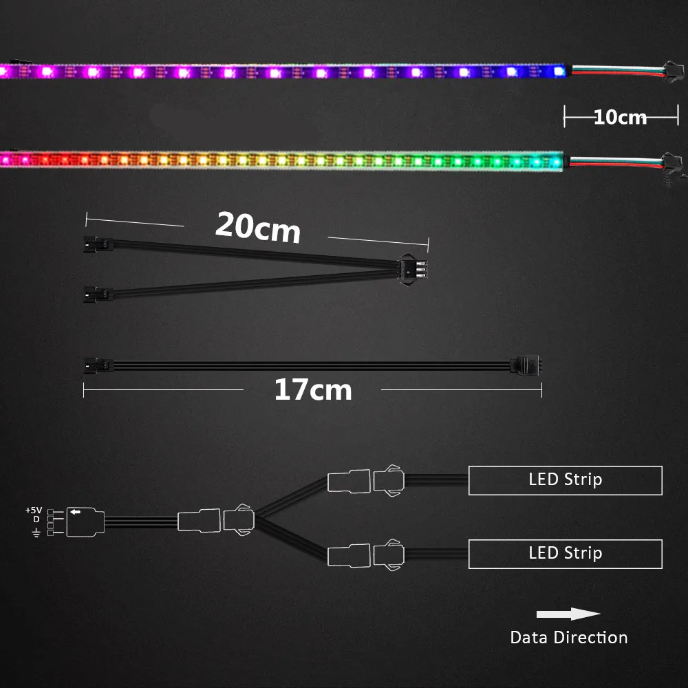 รูปสินค้า LED Strip ARGB 5V 3Pin ตกแต่งคอมพิวเตอร์และเกมมิ่ง
