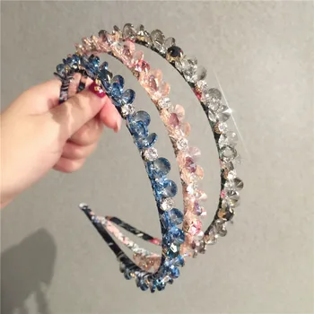 

Rhinestone Fairy Crystal Flower Hairbands For Women Retro Hair Accessories Koera Headband for Girls Retro Headbands Head Wrap