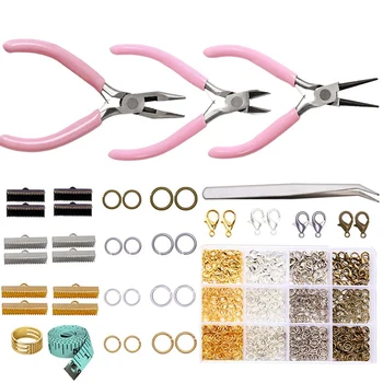 

Jewelry Making Repair Kit with Jewelry Jump Rings Lobster Clasps 3 Pieces Jewelry Pliers Soft Tape Measure Brass Jump Ring Opene