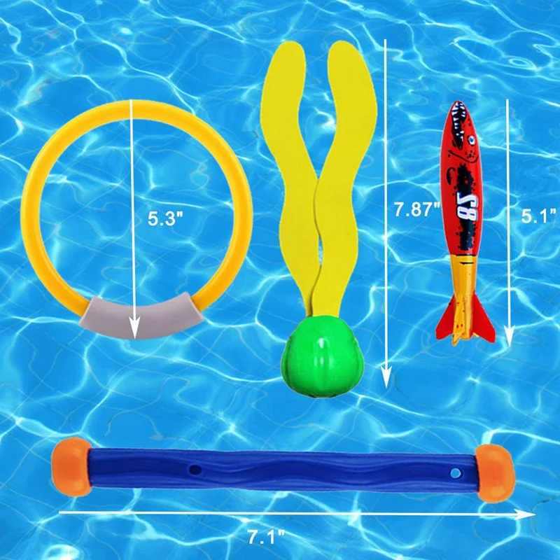 Дайвинг игрушки подводный тонущий плавательный бассейн игрушка, дайвинг кольца и палочки, торпеды, водная трава, погружение обучение подарок для детей(P