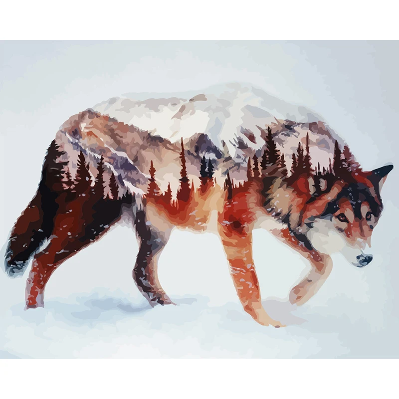 Wolf Full Drill Round Animal 5d Diy Diamond Painting Embroidery Cross Stitch Mosaic Fantasy Diamant Needlework | Дом и сад