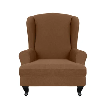 

Sloping Arm King Back Chair Cover High Elastic Soft Wingback Chair Cover Non-slip Solid Color Stretch Protector S55
