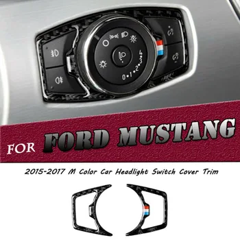 

Stylish Design Carbon Fiber Car Headlight Switch Speaker Cover Trim Decorative Sticker For Ford Mustang 2015-2017
