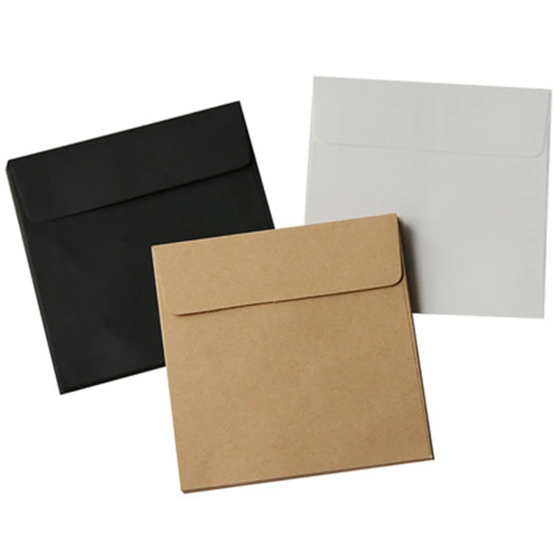 10 unids/lote 10*10cm Kraft cuadrado Mini sobres en blanco para la tarjeta de membresía/tarjeta de felicitación/tarjeta de almacenamiento de sobres de papel
