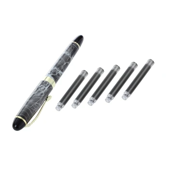 

1x JINHAO X450 18 KGP 0.7mm Broad Nib Fountain Pen Marble Gray & 10 Pcs JINHAO X450 Length 5.2cm Ink Sac Black