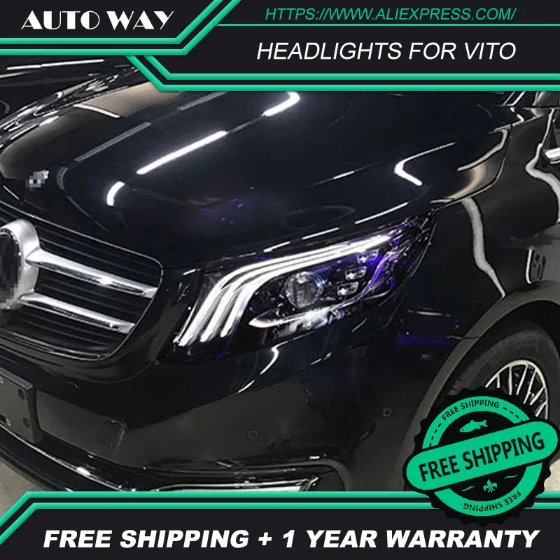 Автомобильный Стайлинг чехол для передней фары Benz vito 2016-2019 светодиодные H7 D2H HID Angel