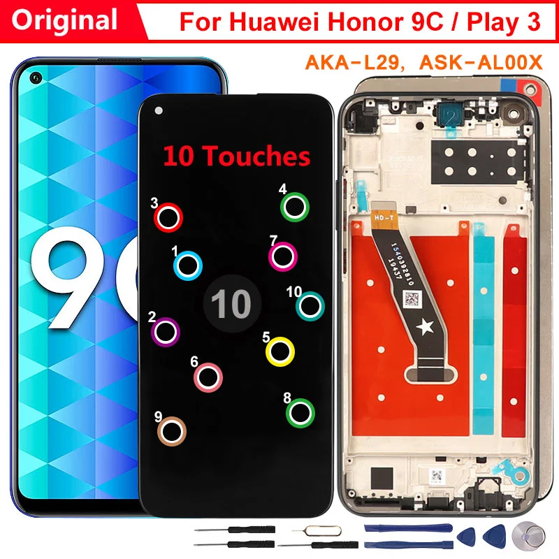 Original Display For Huawei Honor 9C LCD 10 Touches Screen Replacement 6.39inch 9 C Play 3 AKA-L29 ASK-AL00x | Мобильные телефоны и