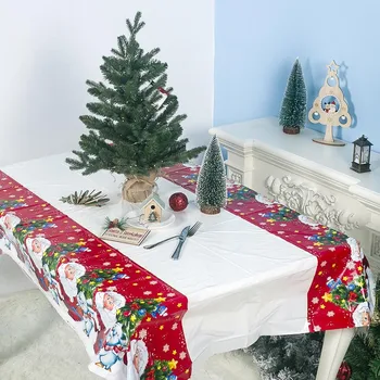 

180*110cm Christmas Tablecloth Kitchen Dining Table Decoration Santa Claus Print Home Rectangular Party Table Cover 2021 Navidad